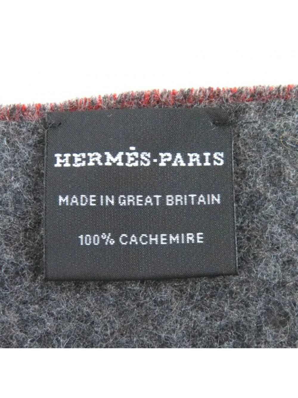 Hermes Grand Mall Cashmere Fringe Scarf Bicolor Brown Gray - Picture 8 of 9